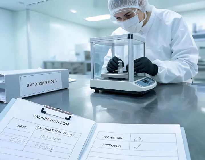 Lab scientist preparing traceable analytical samples