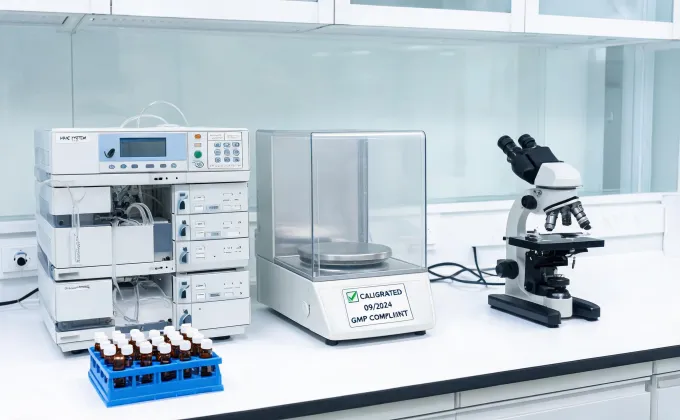 Analytical laboratory instruments with balance and HPLC modules